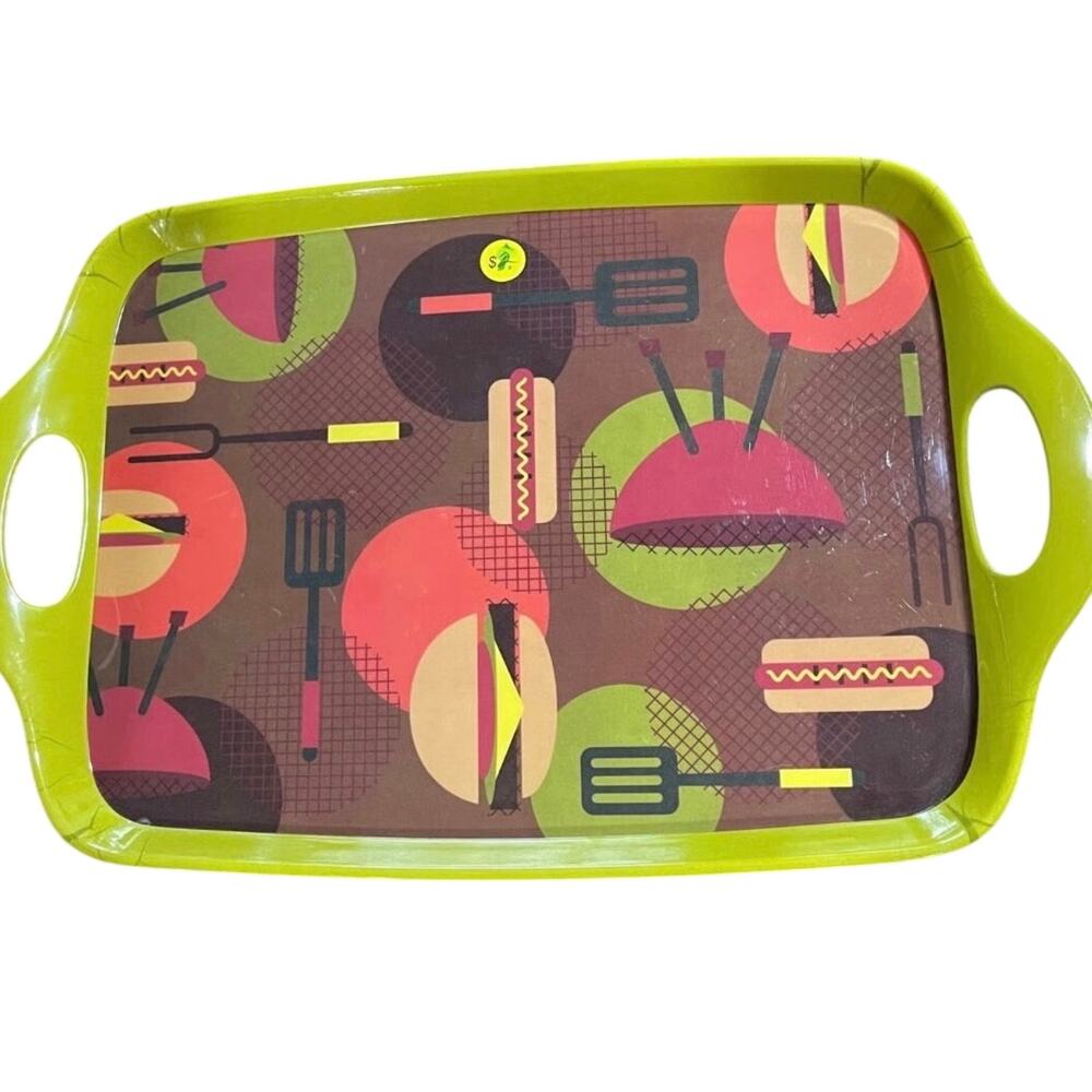 Vintage Michael’s Melamine Serving Tray Summer BBQ Theme RARE Mid-Century Modern